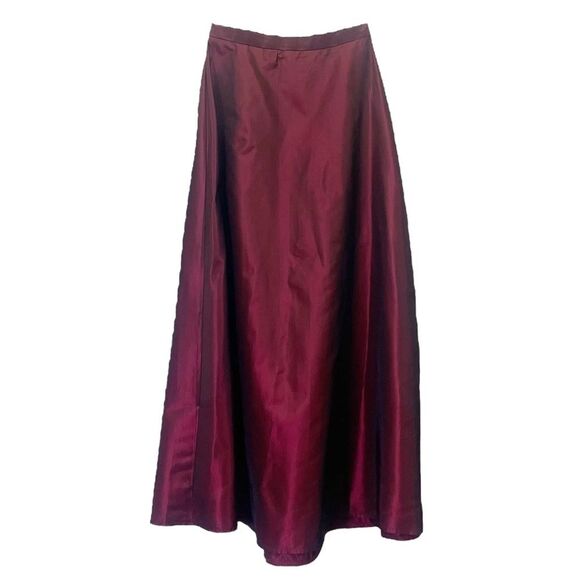 Jessica McClintock Millennium 2000 Burgundy Taffeta Maxi Skirt Size 6 USA VTG - Picture 11 of 12